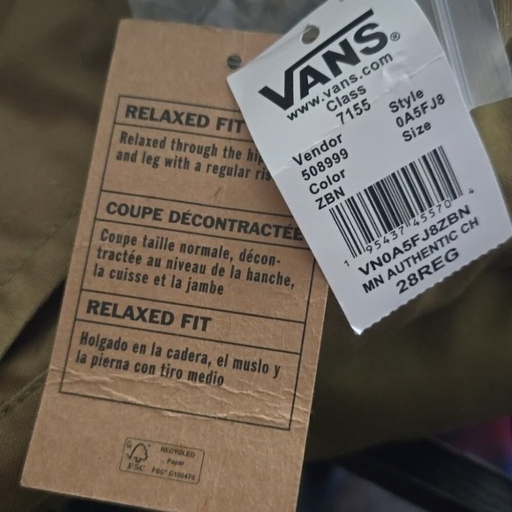 Vans Authentic Chino Men Waist Size 28 Relaxed Pants Golden Brown 022026 - Picture 6 of 8